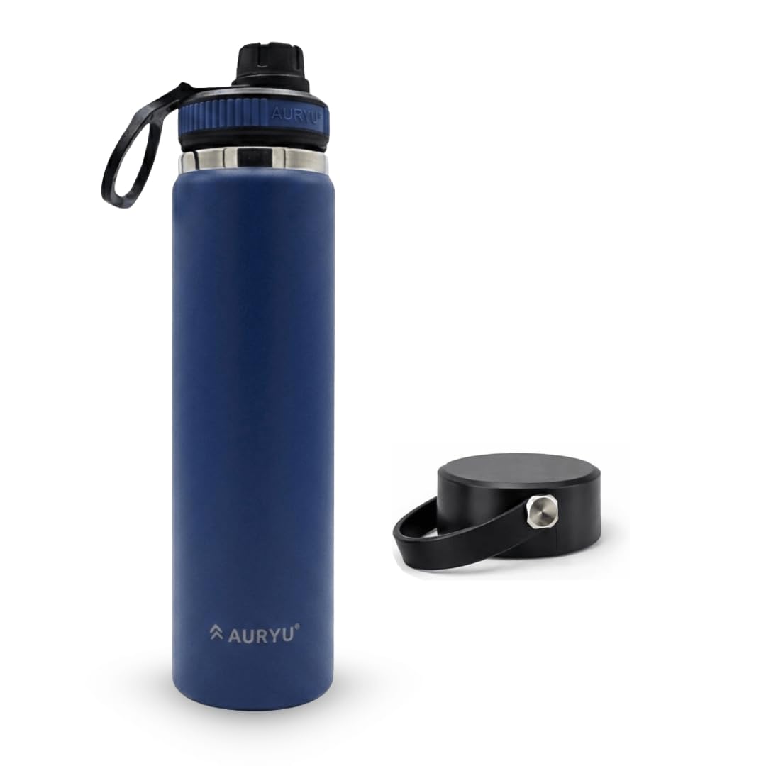Oat 24oz Insulated Water Bottle, Triple-Walled Stainless Steel Thermos, Leak Proof Wide Mouth Flask with Bonus Spout Lid, BPA-Free for Gym, Travel, Sports, Hot & Cold Drinks