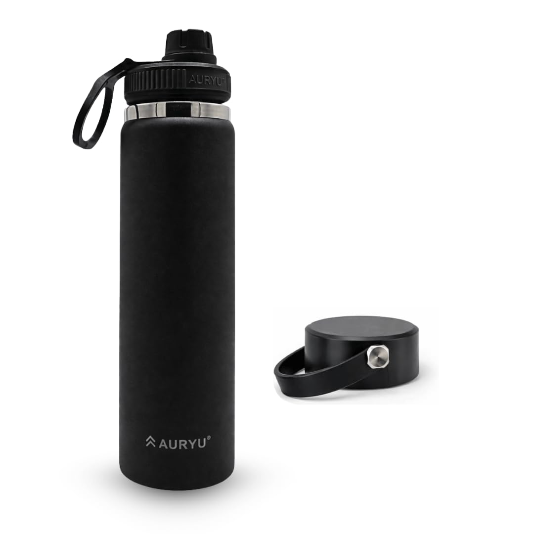 Oat 24oz Insulated Water Bottle, Triple-Walled Stainless Steel Thermos, Leak Proof Wide Mouth Flask with Bonus Spout Lid, BPA-Free for Gym, Travel, Sports, Hot & Cold Drinks