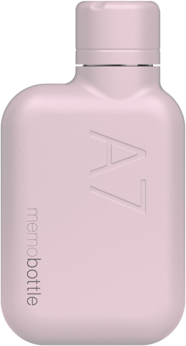 A7 memobottle - Stainless Steel - 8oz / 250ml - Slim & flat water bottle designed to fit in your bag - Pink Salt