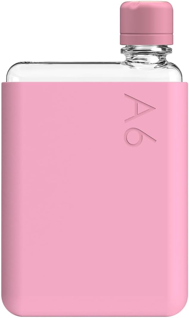 memobottle A6 (Cherry blossom) Bundle - 12oz (375ml) - Bottle, silicone sleeve & lid | Compact Water Bottle For Bags & Small Pockets | BPA Free Tritan | Modern, Minimalist | For Gym & Work