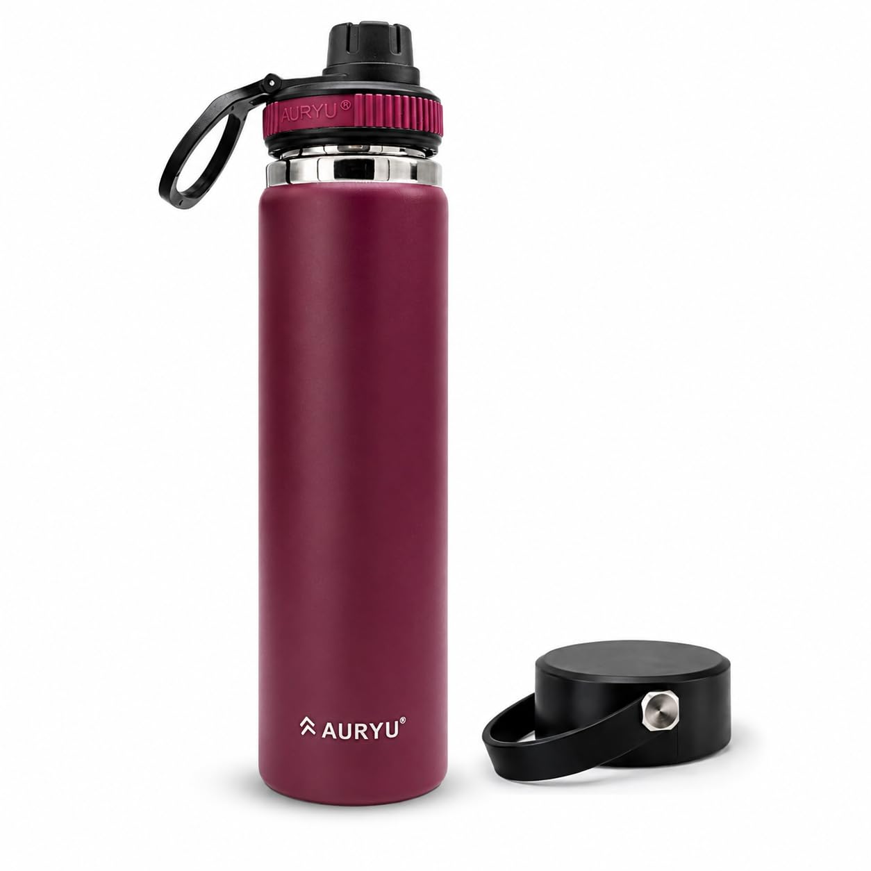 Oat 24oz Insulated Water Bottle, Triple-Walled Stainless Steel Thermos, Leak Proof Wide Mouth Flask with Bonus Spout Lid, BPA-Free for Gym, Travel, Sports, Hot & Cold Drinks