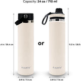 Oat 24oz Insulated Water Bottle, Triple-Walled Stainless Steel Thermos, Leak Proof Wide Mouth Flask with Bonus Spout Lid, BPA-Free for Gym, Travel, Sports, Hot & Cold Drinks
