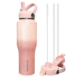 SENDESTAR 40oz Water Bottle Wide Mouth Stainless Steel Vacuum Insulated Double Wall with 2 Straw Lids Fit in Any Car Cup Holder