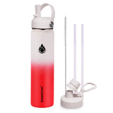 Insulated Water Bottle 40 oz with Straw, Stainless Steel Wide Mouth Water Bottle, Double Wall Vacuum Leak Proof with Straw Lid & Spout Lid for Sports or Office, Keep Cold or Hot Up to 24 Hrs