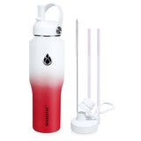 SENDESTAR 40oz Water Bottle Wide Mouth Stainless Steel Vacuum Insulated Double Wall with 2 Straw Lids Fit in Any Car Cup Holder