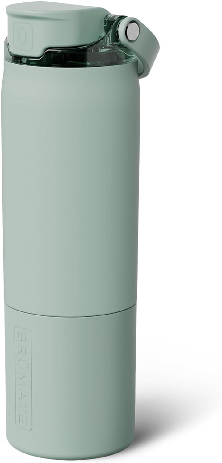 BrüMate Rise 25oz Water Bottle With 100% Leakproof Covered Silicone Straw | Insulated Stainless Steel Water Bottle | Cup-Holder Friendly | Fast Flow | Soft Sip Silicone Spout | BPA-Free (Sage)