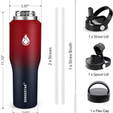 SENDESTAR 40oz Water Bottle Wide Mouth Stainless Steel Vacuum Insulated Double Wall with 2 Straw Lids Fit in Any Car Cup Holder