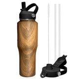 SENDESTAR 40oz Water Bottle Wide Mouth Stainless Steel Vacuum Insulated Double Wall with 2 Straw Lids Fit in Any Car Cup Holder