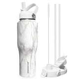 SENDESTAR 40oz Water Bottle Wide Mouth Stainless Steel Vacuum Insulated Double Wall with 2 Straw Lids Fit in Any Car Cup Holder