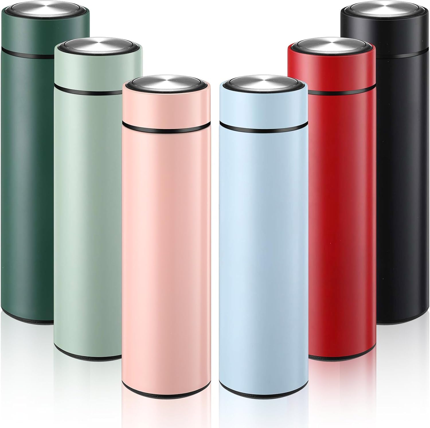 Tioncy 6 Pcs Stainless Steel Water Bottle 16.9 oz Insulated Water Bottle Skinny cup Portable Slim Flask Travel Mug for Purse Lunch Bag Coffee Tea Drink Office Sports Indoors & Outdoors(Mixed)