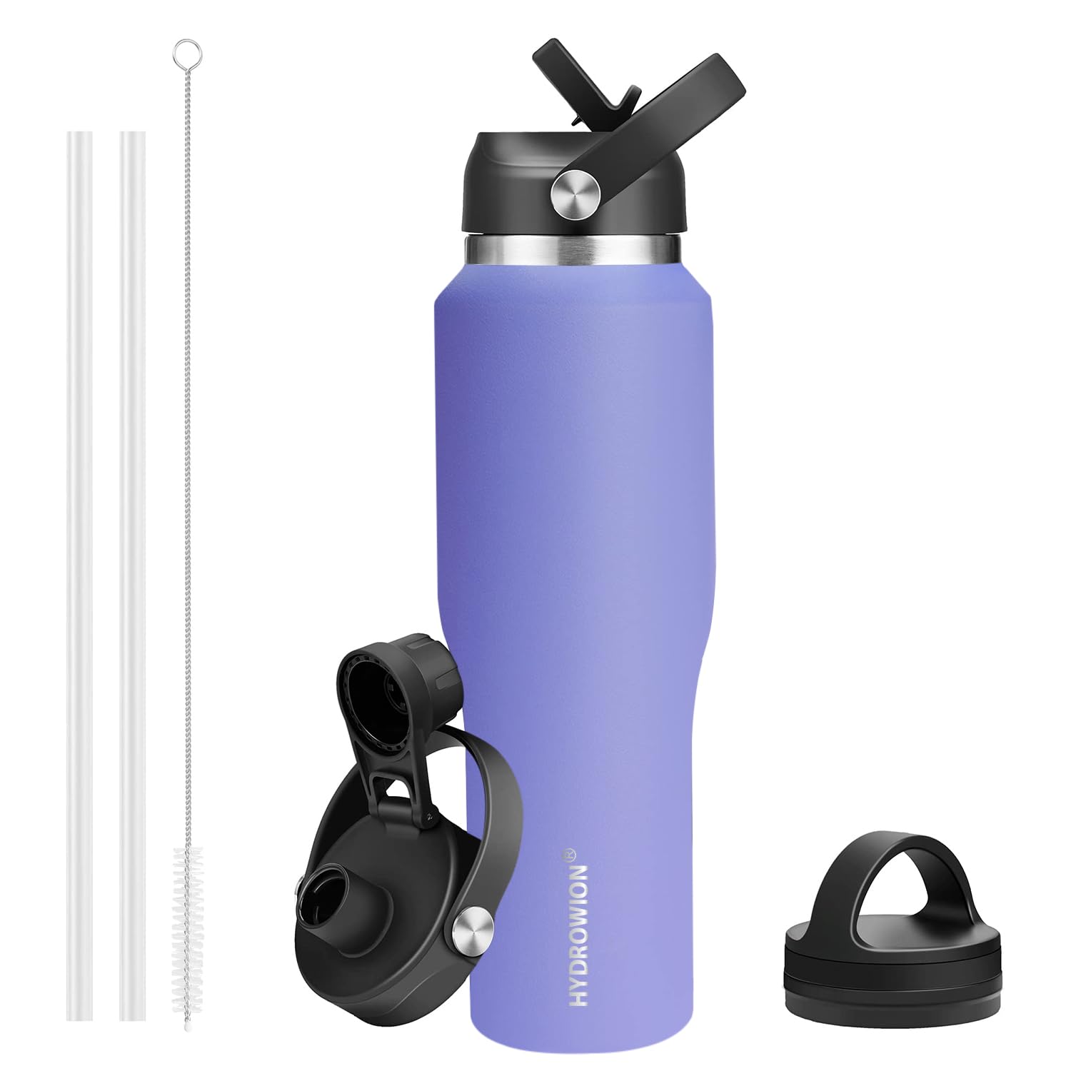 40 oz Insulated Water Bottle with Straw fit in Car Cup Holder(Cold 48 hrs, Hot 24 hrs) Drinking Bottle with Straw Lid, Spout Lid and Flex Cap Leakproof Travel Thermo Mug，Olive