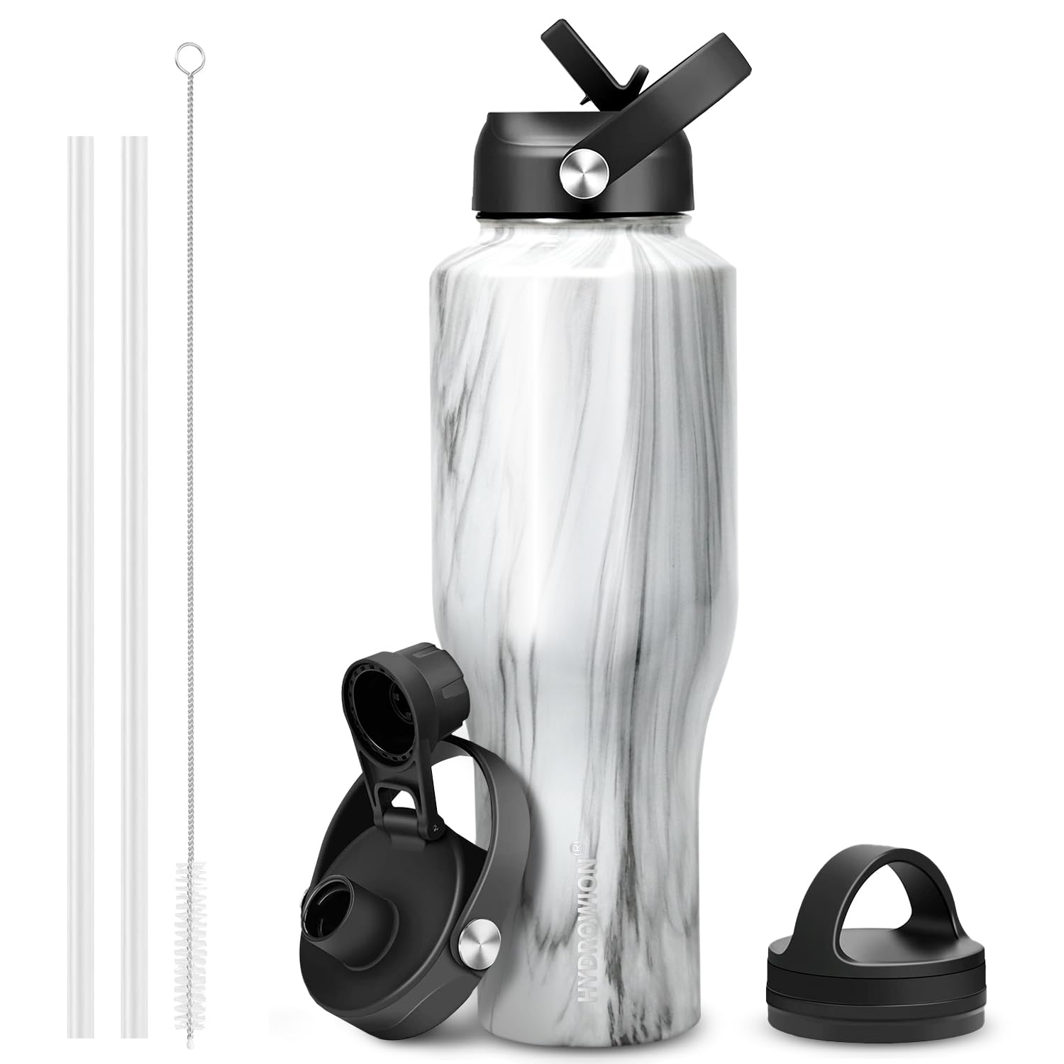 40 oz Insulated Water Bottle with Straw fit in Car Cup Holder(Cold 48 hrs, Hot 24 hrs) Drinking Bottle with Straw Lid, Spout Lid and Flex Cap Leakproof Travel Thermo Mug，Olive