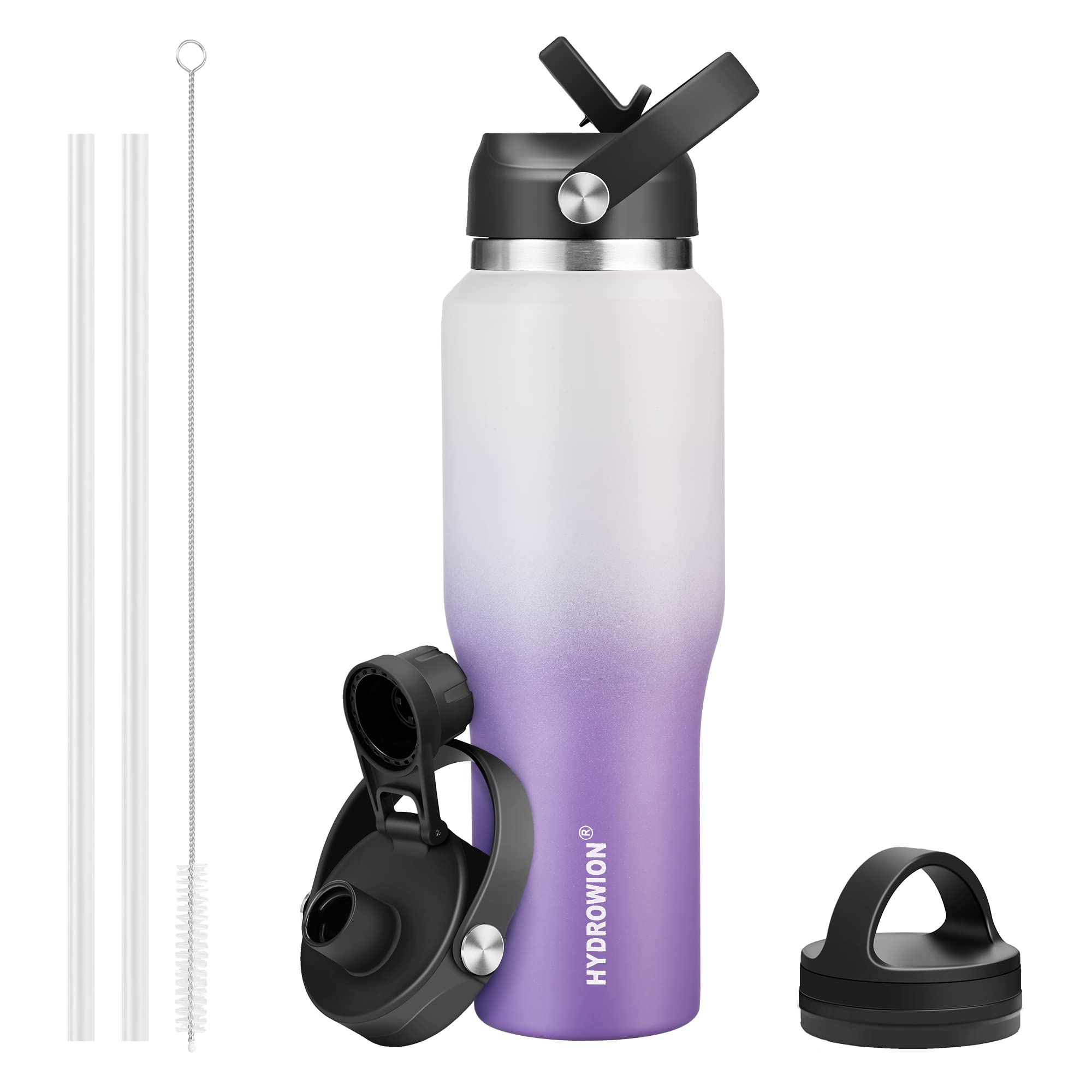 40 oz Insulated Water Bottle with Straw fit in Car Cup Holder(Cold 48 hrs, Hot 24 hrs) Drinking Bottle with Straw Lid, Spout Lid and Flex Cap Leakproof Travel Thermo Mug，Olive