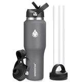SENDESTAR 40oz Water Bottle Wide Mouth Stainless Steel Vacuum Insulated Double Wall with 2 Straw Lids Fit in Any Car Cup Holder