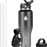SENDESTAR 40oz Water Bottle Wide Mouth Stainless Steel Vacuum Insulated Double Wall with 2 Straw Lids Fit in Any Car Cup Holder