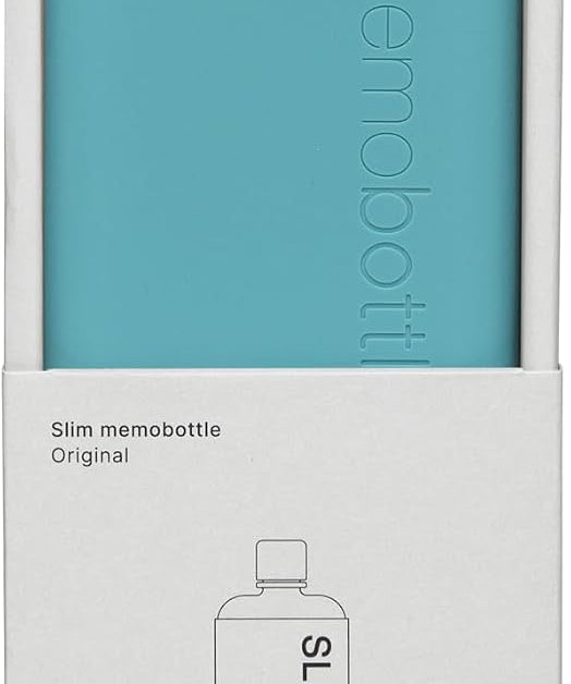 memobottle SLIM (Sea Mist) Bundle - 15oz (450ml) - Bottle, silicone sleeve & lid | Sleek, Slim & Flat Water Bottle for Bags & Laptops | BPA Free Tritan | Modern, Minimalist | Ideal for Daily Use