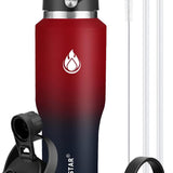 SENDESTAR 40oz Water Bottle Wide Mouth Stainless Steel Vacuum Insulated Double Wall with 2 Straw Lids Fit in Any Car Cup Holder