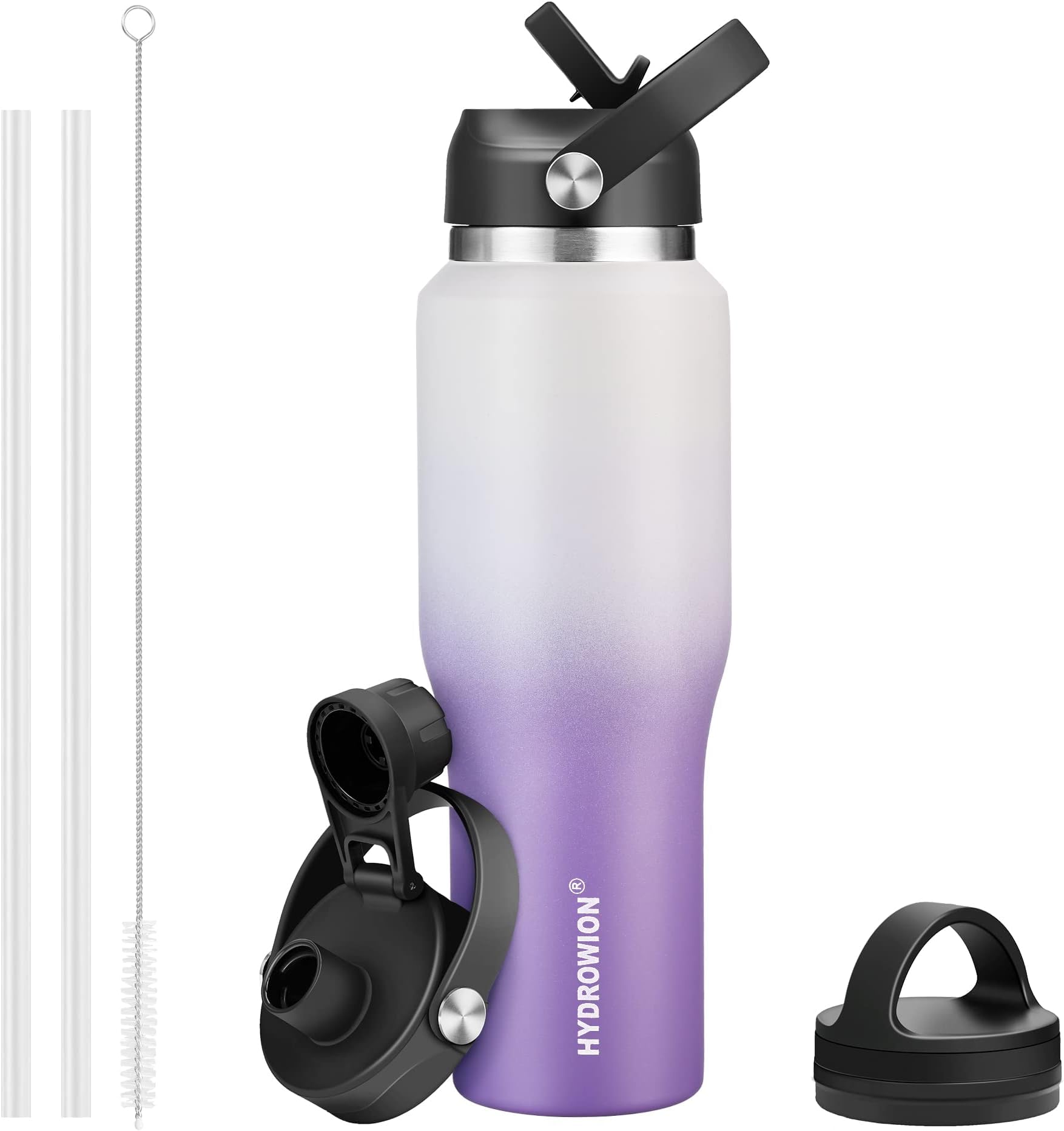 40 oz Insulated Water Bottle with Straw fit in Car Cup Holder(Cold 48 hrs, Hot 24 hrs) Drinking Bottle with Straw Lid, Spout Lid and Flex Cap Leakproof Travel Thermo Mug，Olive