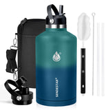 Insulated Water Bottle 40 oz with Straw, Stainless Steel Wide Mouth Water Bottle, Double Wall Vacuum Leak Proof with Straw Lid & Spout Lid for Sports or Office, Keep Cold or Hot Up to 24 Hrs