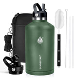 Insulated Water Bottle 40 oz with Straw, Stainless Steel Wide Mouth Water Bottle, Double Wall Vacuum Leak Proof with Straw Lid & Spout Lid for Sports or Office, Keep Cold or Hot Up to 24 Hrs