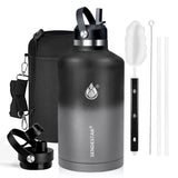 Insulated Water Bottle 40 oz with Straw, Stainless Steel Wide Mouth Water Bottle, Double Wall Vacuum Leak Proof with Straw Lid & Spout Lid for Sports or Office, Keep Cold or Hot Up to 24 Hrs