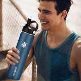 Insulated Water Bottle 40 oz with Straw, Stainless Steel Wide Mouth Water Bottle, Double Wall Vacuum Leak Proof with Straw Lid & Spout Lid for Sports or Office, Keep Cold or Hot Up to 24 Hrs