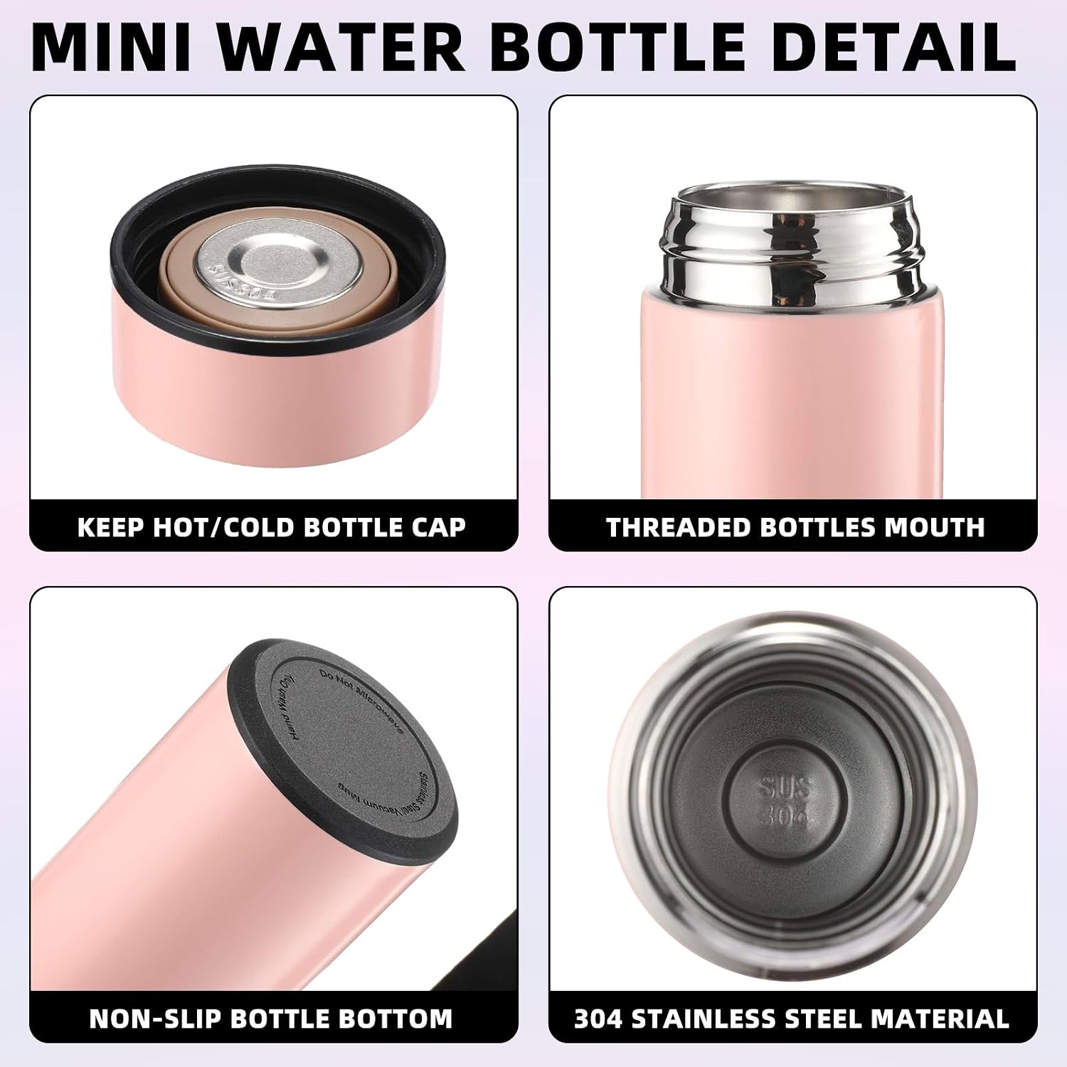 Tioncy 6 Pcs Stainless Steel Water Bottle 16.9 oz Insulated Water Bottle Skinny cup Portable Slim Flask Travel Mug for Purse Lunch Bag Coffee Tea Drink Office Sports Indoors & Outdoors(Mixed)