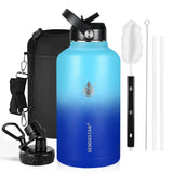 Insulated Water Bottle 40 oz with Straw, Stainless Steel Wide Mouth Water Bottle, Double Wall Vacuum Leak Proof with Straw Lid & Spout Lid for Sports or Office, Keep Cold or Hot Up to 24 Hrs