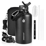 Insulated Water Bottle 40 oz with Straw, Stainless Steel Wide Mouth Water Bottle, Double Wall Vacuum Leak Proof with Straw Lid & Spout Lid for Sports or Office, Keep Cold or Hot Up to 24 Hrs