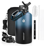 Insulated Water Bottle 40 oz with Straw, Stainless Steel Wide Mouth Water Bottle, Double Wall Vacuum Leak Proof with Straw Lid & Spout Lid for Sports or Office, Keep Cold or Hot Up to 24 Hrs