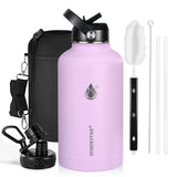 Insulated Water Bottle 40 oz with Straw, Stainless Steel Wide Mouth Water Bottle, Double Wall Vacuum Leak Proof with Straw Lid & Spout Lid for Sports or Office, Keep Cold or Hot Up to 24 Hrs