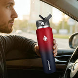 SENDESTAR 40oz Water Bottle Wide Mouth Stainless Steel Vacuum Insulated Double Wall with 2 Straw Lids Fit in Any Car Cup Holder