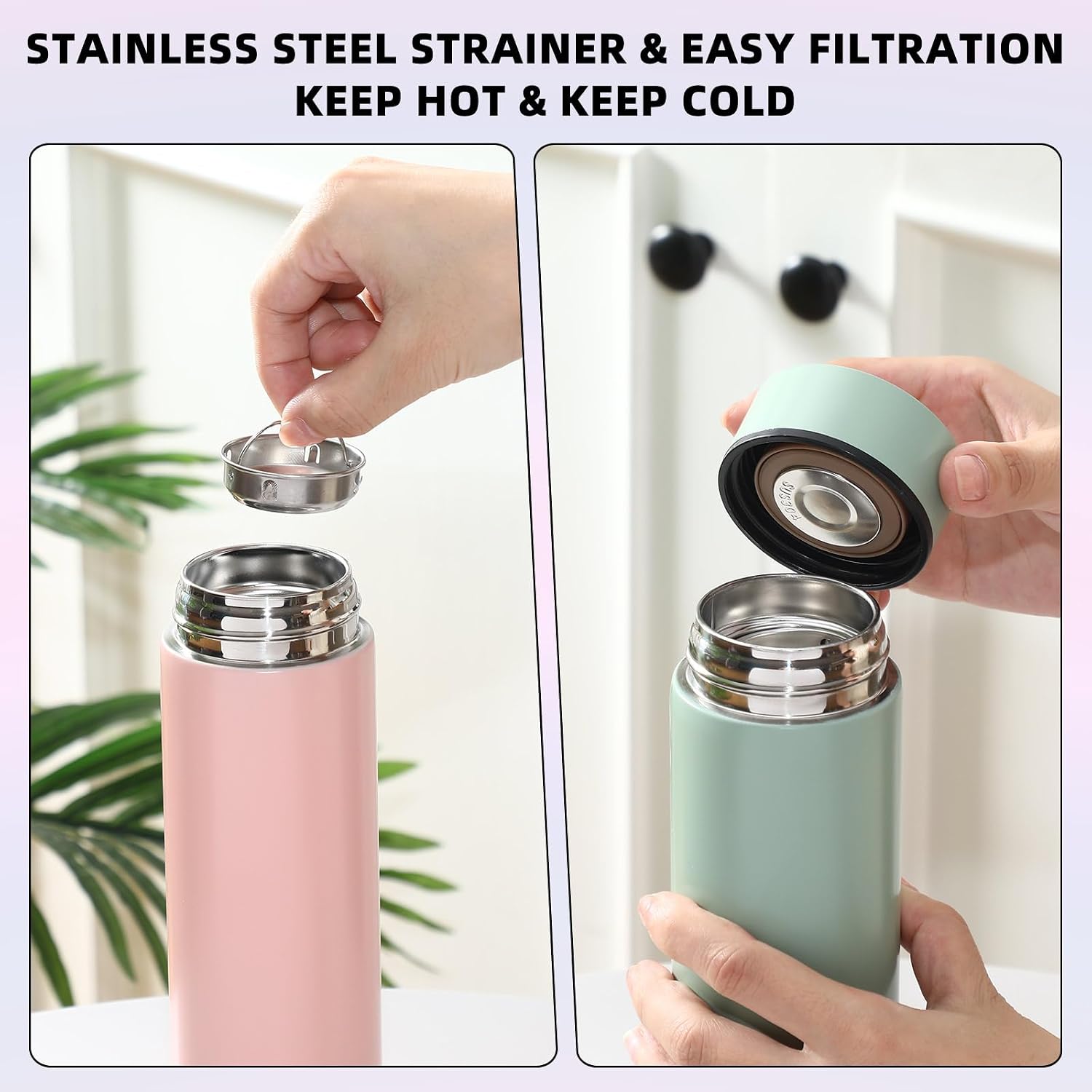 Tioncy 6 Pcs Stainless Steel Water Bottle 16.9 oz Insulated Water Bottle Skinny cup Portable Slim Flask Travel Mug for Purse Lunch Bag Coffee Tea Drink Office Sports Indoors & Outdoors(Mixed)