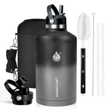 Insulated Water Bottle 40 oz with Straw, Stainless Steel Wide Mouth Water Bottle, Double Wall Vacuum Leak Proof with Straw Lid & Spout Lid for Sports or Office, Keep Cold or Hot Up to 24 Hrs