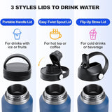 40 oz Insulated Water Bottle with Straw fit in Car Cup Holder(Cold 48 hrs, Hot 24 hrs) Drinking Bottle with Straw Lid, Spout Lid and Flex Cap Leakproof Travel Thermo Mug，Olive