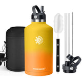 40 oz Insulated Water Bottle with Straw fit in Car Cup Holder(Cold 48 hrs, Hot 24 hrs) Drinking Bottle with Straw Lid, Spout Lid and Flex Cap Leakproof Travel Thermo Mug，Olive