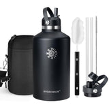 40 oz Insulated Water Bottle with Straw fit in Car Cup Holder(Cold 48 hrs, Hot 24 hrs) Drinking Bottle with Straw Lid, Spout Lid and Flex Cap Leakproof Travel Thermo Mug，Olive