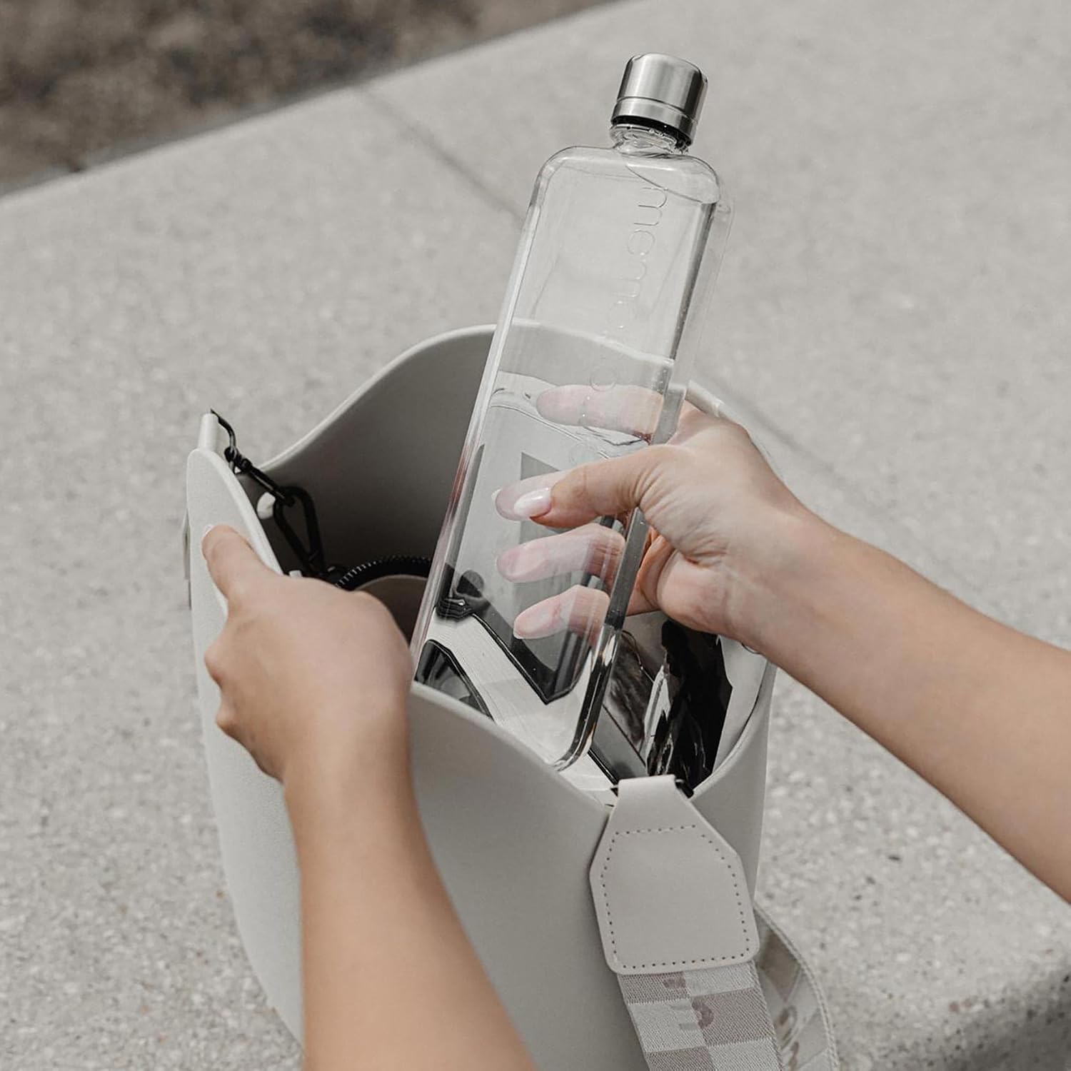 memobottle Slim - 15oz (450ml) - Sleek, Slim & Flat Water Bottle for Bags, Laptops & Books | BPA Free Tritan | Modern, Minimalist | Ideal for Gym & Daily Use