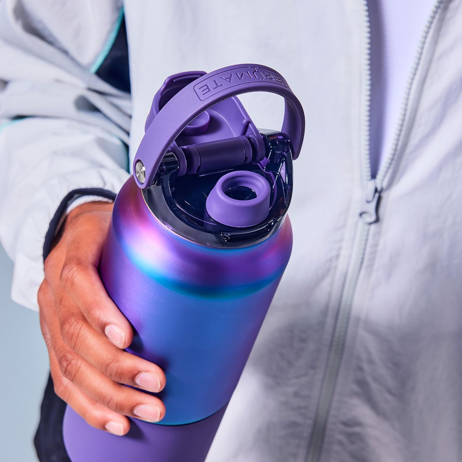 BrüMate Rise 25oz Water Bottle With 100% Leakproof Covered Silicone Straw | Insulated Stainless Steel Water Bottle | Cup-Holder Friendly | Fast Flow | Soft Sip Silicone Spout | BPA-Free (Sage)