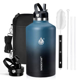 Insulated Water Bottle 40 oz with Straw, Stainless Steel Wide Mouth Water Bottle, Double Wall Vacuum Leak Proof with Straw Lid & Spout Lid for Sports or Office, Keep Cold or Hot Up to 24 Hrs