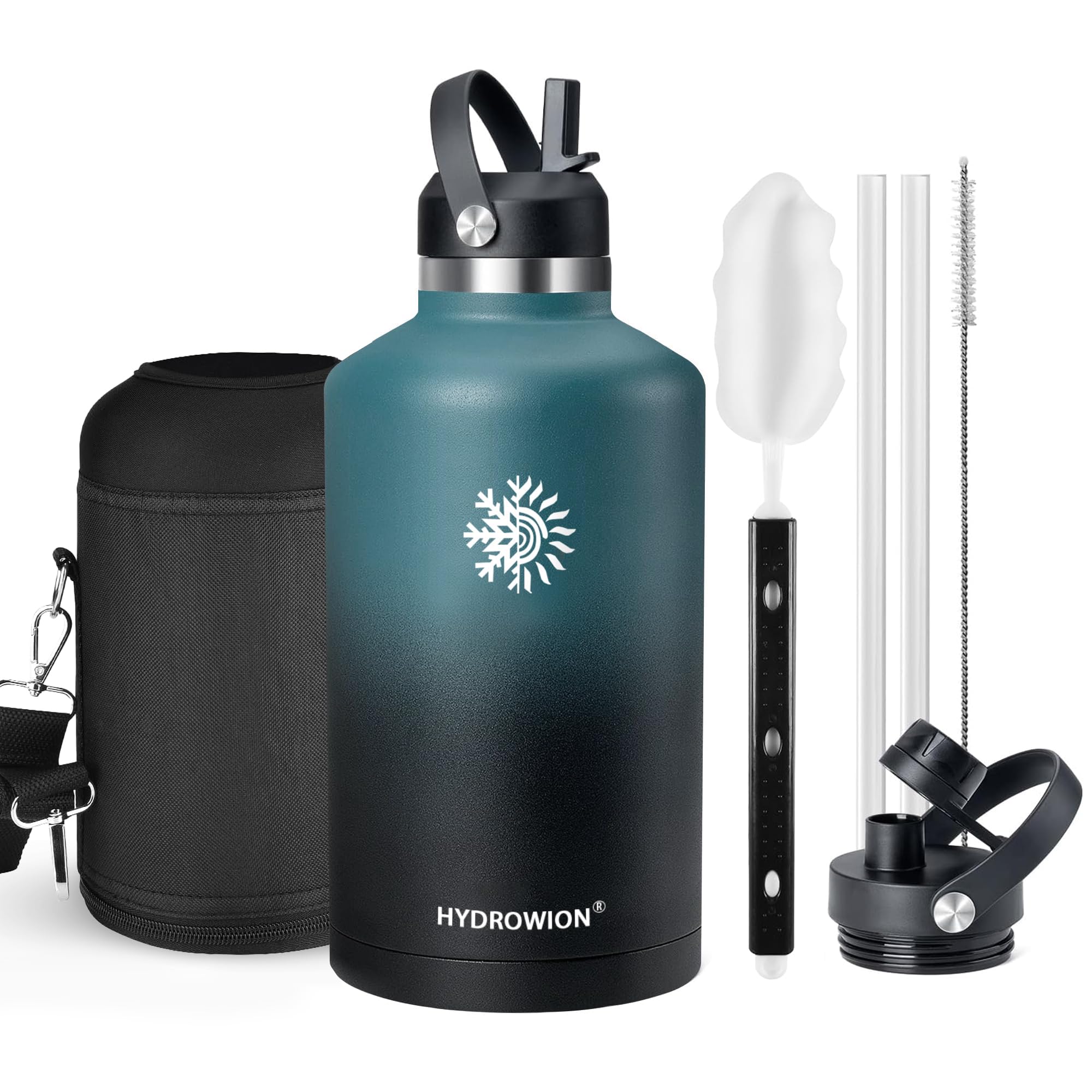 40 oz Insulated Water Bottle with Straw fit in Car Cup Holder(Cold 48 hrs, Hot 24 hrs) Drinking Bottle with Straw Lid, Spout Lid and Flex Cap Leakproof Travel Thermo Mug，Olive