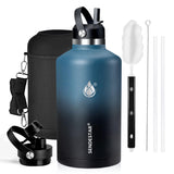 Insulated Water Bottle 40 oz with Straw, Stainless Steel Wide Mouth Water Bottle, Double Wall Vacuum Leak Proof with Straw Lid & Spout Lid for Sports or Office, Keep Cold or Hot Up to 24 Hrs