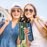 Insulated Water Bottle 40 oz with Straw, Stainless Steel Wide Mouth Water Bottle, Double Wall Vacuum Leak Proof with Straw Lid & Spout Lid for Sports or Office, Keep Cold or Hot Up to 24 Hrs