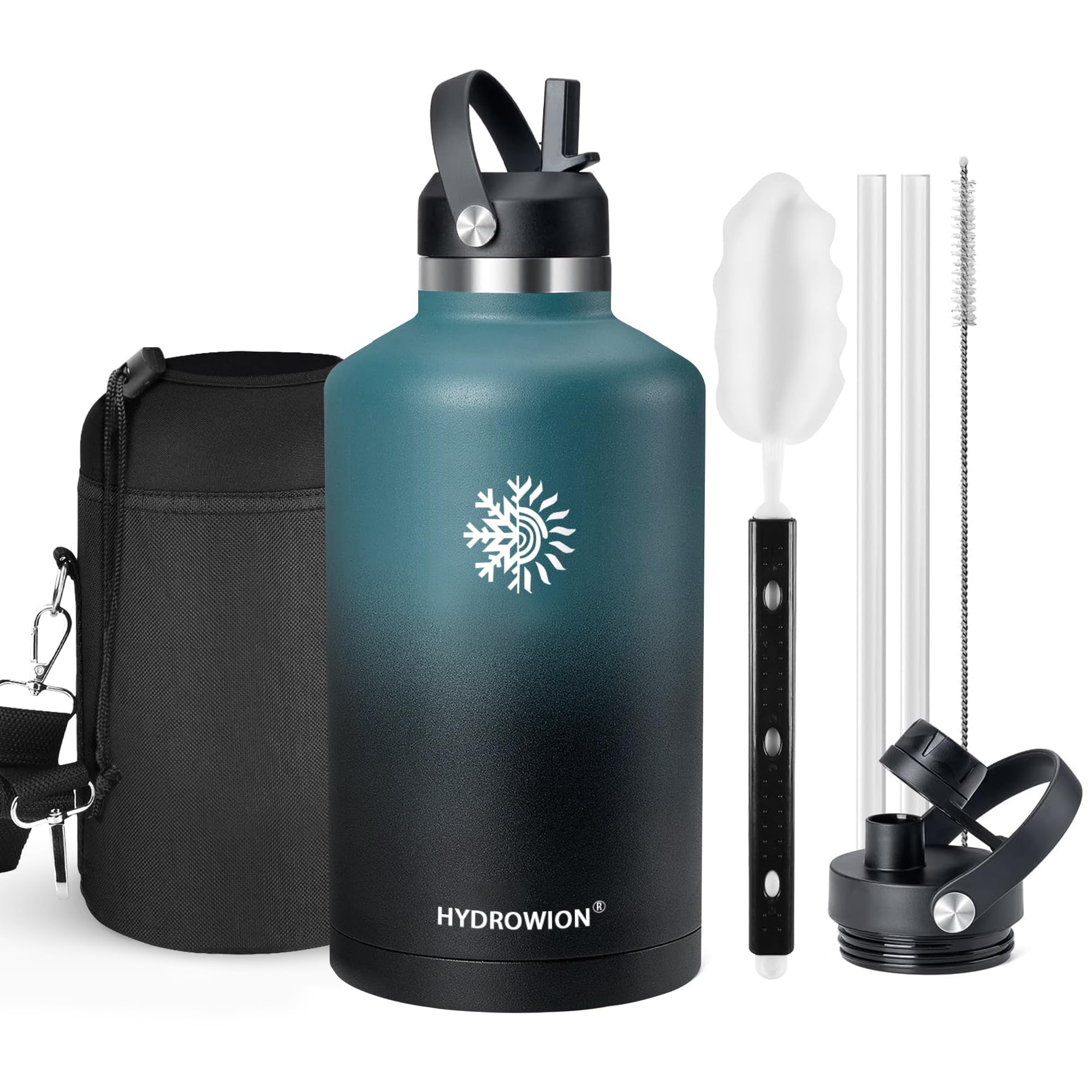 40 oz Insulated Water Bottle with Straw fit in Car Cup Holder(Cold 48 hrs, Hot 24 hrs) Drinking Bottle with Straw Lid, Spout Lid and Flex Cap Leakproof Travel Thermo Mug，Olive